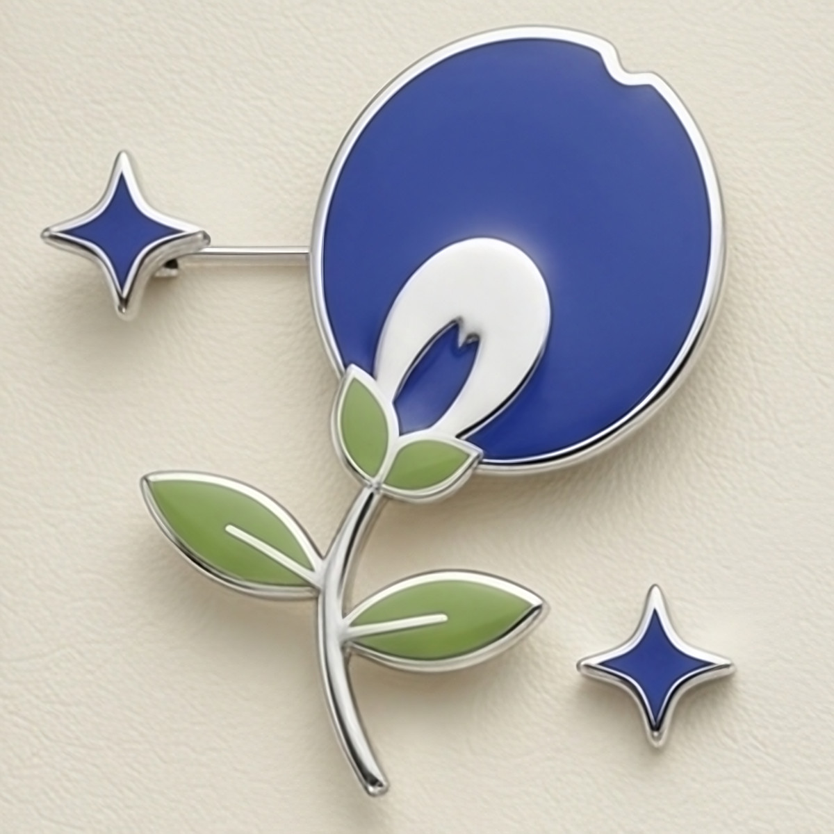 Blue Bud Enamel Brooch, handmade 925 sterling silver by Sanvik's Brooches